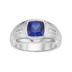 Men's Sterling Silver Lab-created Blue & White Sapphire Ring, Size: 9