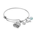 Love This Life Amazonite & Crystal Friends Heart Charm Bangle Bracelet, Women's, White