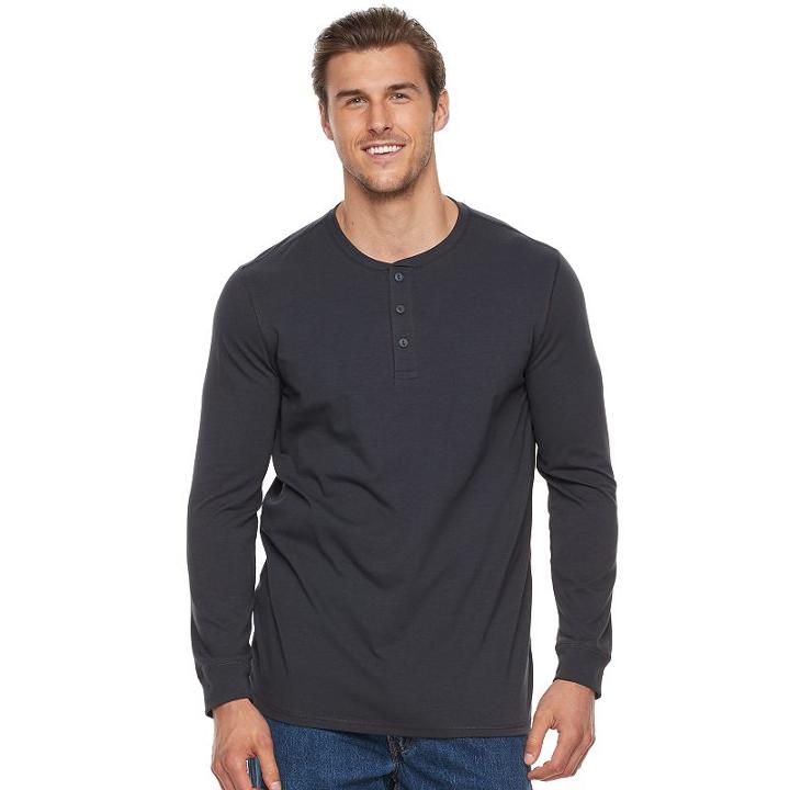 Men's Sonoma Goods For Life&trade; Modern-fit Flexwear Henley, Size: 4xb, Grey