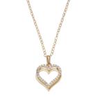 Gold 'n' Ice 10k Gold Cubic Zirconia Heart Pendant Necklace, Women's, White
