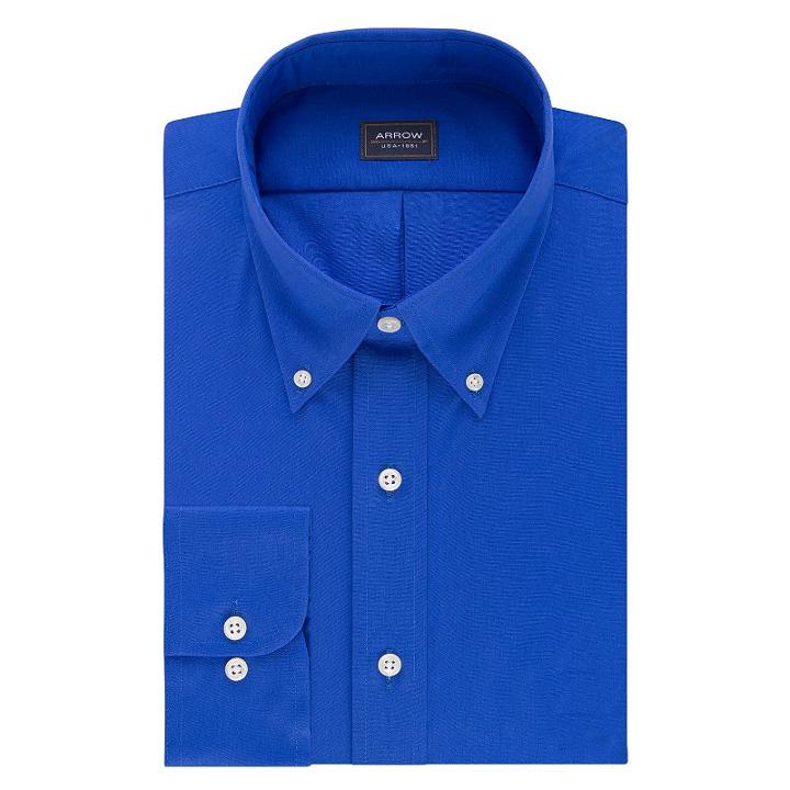 Men's Arrow Slim-fit Wrinkle-free Dress Shirt, Size: 18 36/37, Blue