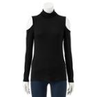 Women's Rock & Republic&reg; Cold-shoulder Turtleneck Top, Size: Large, Black