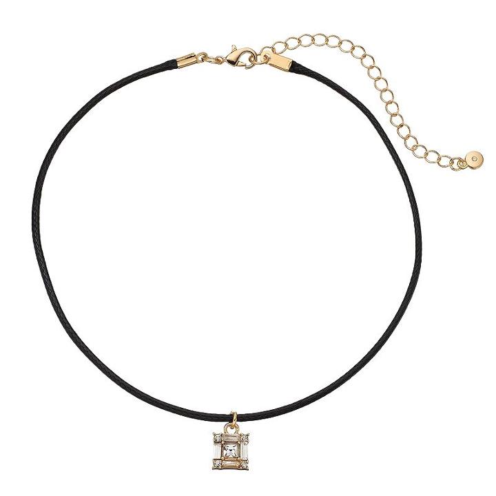 Lc Lauren Conrad Square Pendant Cord Choker Necklace, Women's, Black