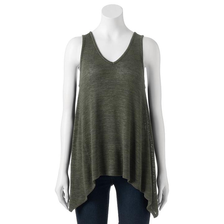 Juniors' Pink Republic Sharkbite V-neck Tank, Girl's, Size: Medium, Green Oth