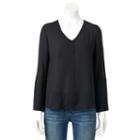 Women's Elle&trade; Pleated Sleeve Top, Size: Small, Black
