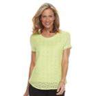 Women's Croft & Barrow&reg; Lace-front Tee, Size: Large, Med Green