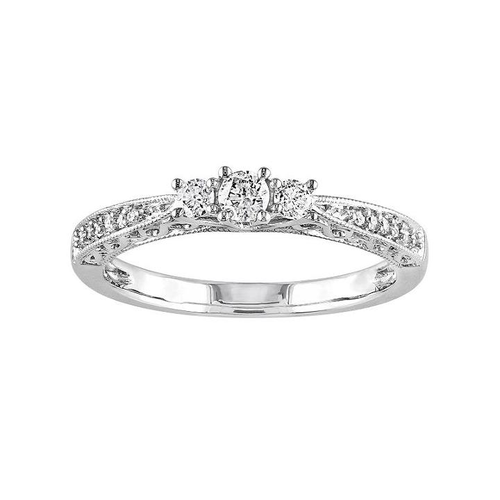 10k White Gold 1/4-ct. T.w. Diamond Trellis Ring, Women's, Size: 9