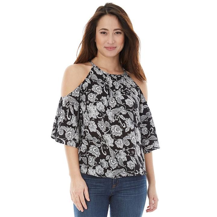 Juniors' Iz Byer California Floral Cold Shoulder Top, Girl's, Size: Medium, Ovrfl Oth