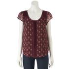 Women's Lc Lauren Conrad Swiss Dot Top, Size: Small, Dark Red