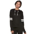 Juniors' So&reg; Striped Sleeve Hoodie, Teens, Size: Medium, Black