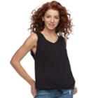Juniors' Candie's&reg; Knot Front Lace-trim Tank, Teens, Size: Small, Black