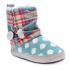Muk Luks Women's Patti Cuffed Button Bootie Slippers, Size: Medium, Turquoise/blue (turq/aqua)