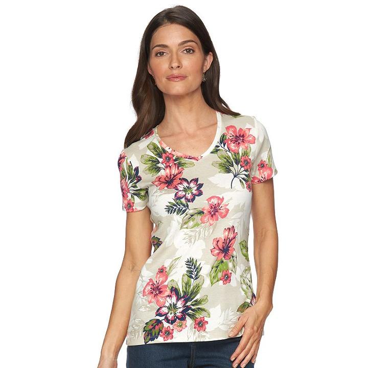 Women's Croft & Barrow&reg; Essential V-neck Tee, Size: Large, Lt Beige