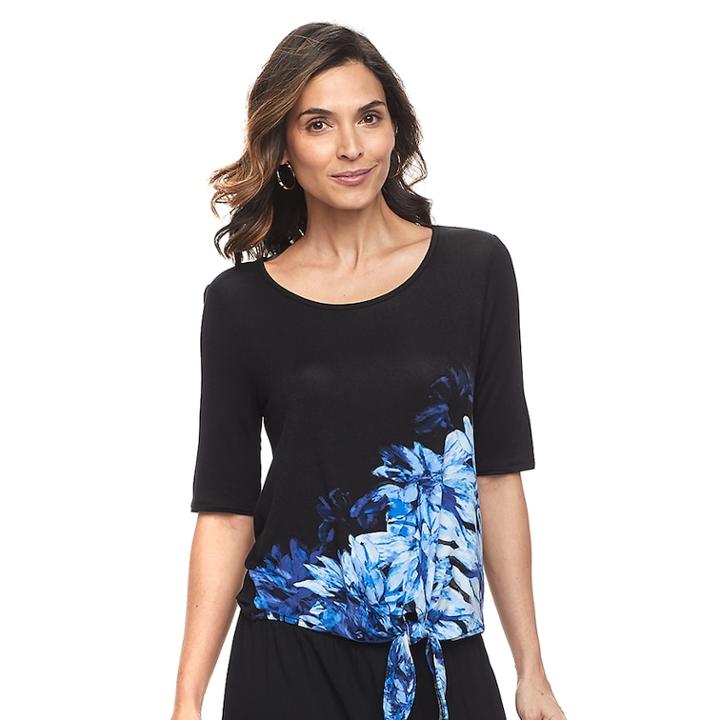 Women's Dana Buchman Tie-front Top, Size: Medium, Brt Blue