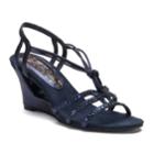 New York Transit News To Me Women's Strappy Wedge Sandals, Size: 10 Wide, Blue