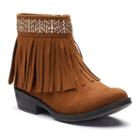 So&reg; Raquel Girls' Fringe Ankle Boots, Size: 2, Brown