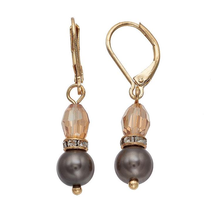 Napier Beaded Drop Earrings, Women's, Dark Grey