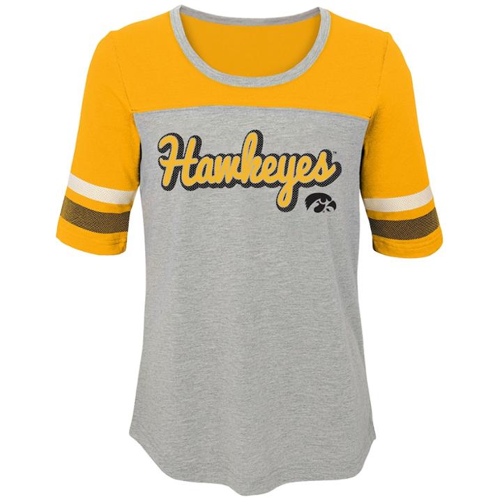 Girls 7-16 Iowa Hawkeyes Fan-tastic Tee, Size: L 14, Grey