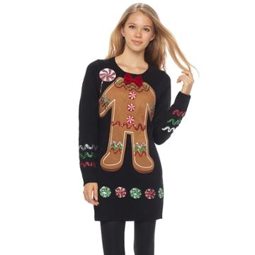 Juniors' It's Our Time Gingerbread Tunic, Teens, Size: Medium, Black