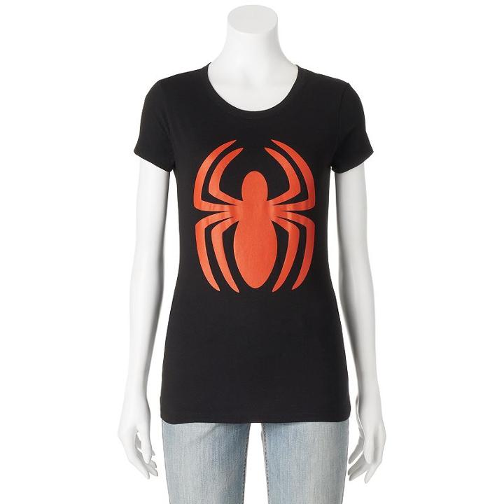 Juniors' Marvel Spiderman Logo Graphic Tee, Girl's, Size: Large, Black