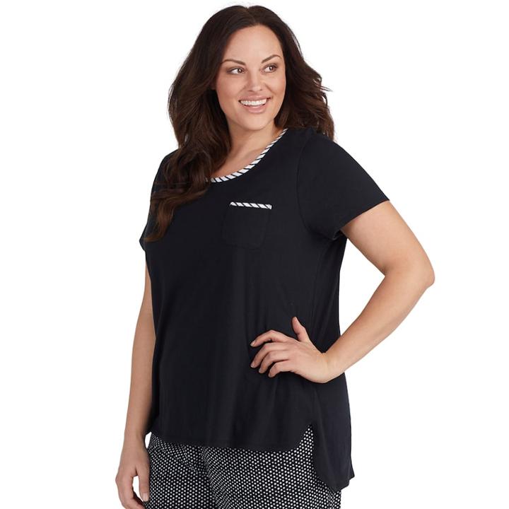 Plus Size Jockey Contrasting Tee, Women's, Size: 1xl, Black