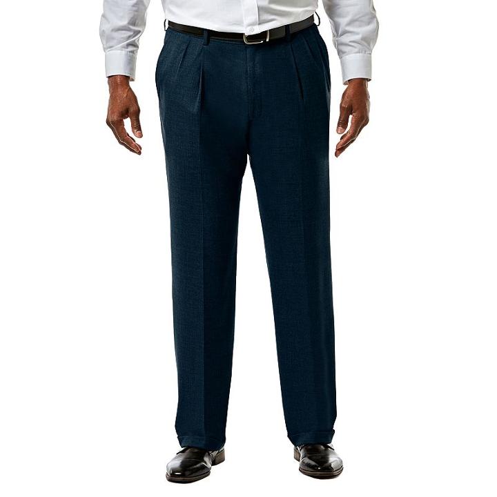 Big & Tall J.m. Haggar Premium Classic-fit Sharkskin Stretch Pleated Suit Pants, Men's, Size: 58x32, Dark Blue