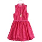 Girls 7-16 Knitworks Lace Belted Shirt Dress With Necklace, Size: 8, Pink