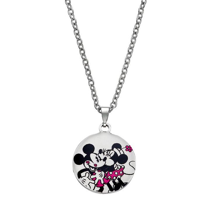 Disney's Mickey & Minnie Mouse Kids' Stainless Steel Heart Pendant Necklace, Girl's, Red