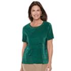 Petite Alfred Dunner Studio Tiered Pleat Top, Women's, Size: L Petite, Med Green