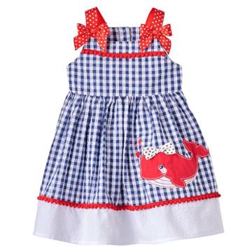 Baby Girl Nannette Whale Seersucker Dress, Size: 18 Months, Blue