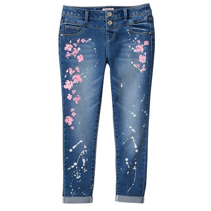 Girls 7-16 So&reg; Standout Stretchy Rolled Cuff Ankle Pants, Girl's, Size: 14, Med Blue