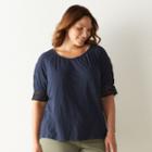 Plus Size Sonoma Goods For Life&trade; Lace-accent Top, Women's, Size: 2xl, Dark Blue