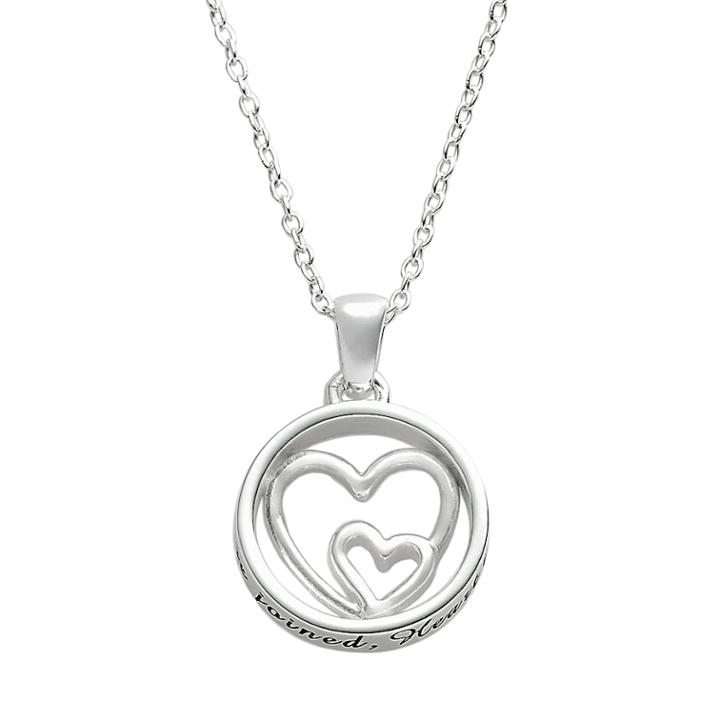 Primrose Sterling Silver Sisters Heart Circle Pendant, Women's, Grey
