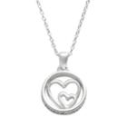 Primrose Sterling Silver Sisters Heart Circle Pendant, Women's, Grey