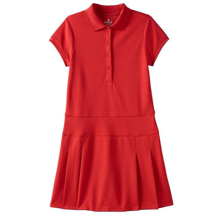 Girls 7-16 Chaps Pleated Polo Dress, Girl's, Size: Medium, Red Other
