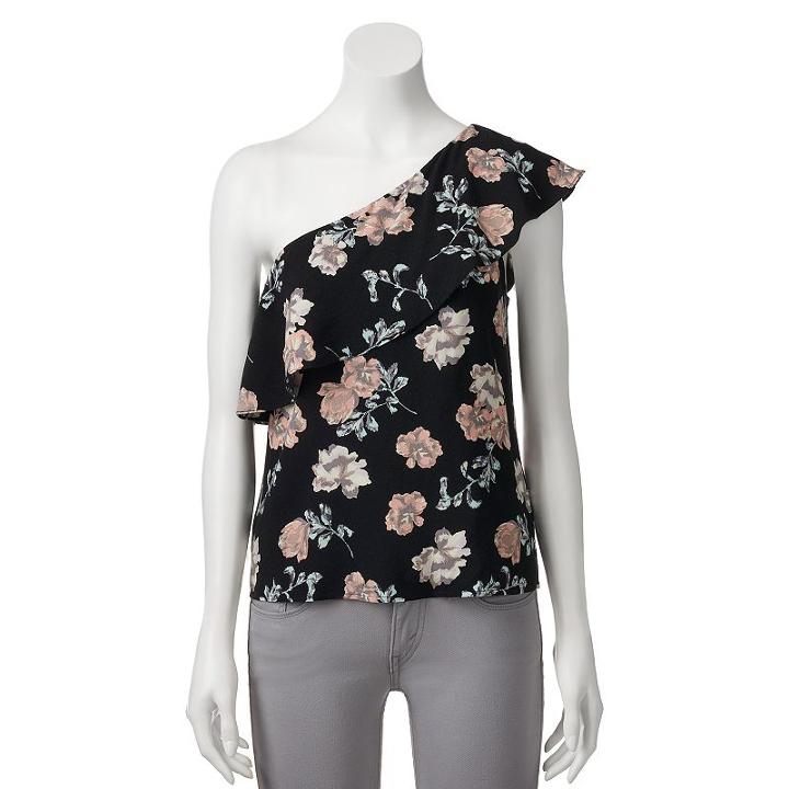 Juniors' Love, Fire One Shoulder Floral Print Top, Girl's, Size: Small, Ovrfl Oth