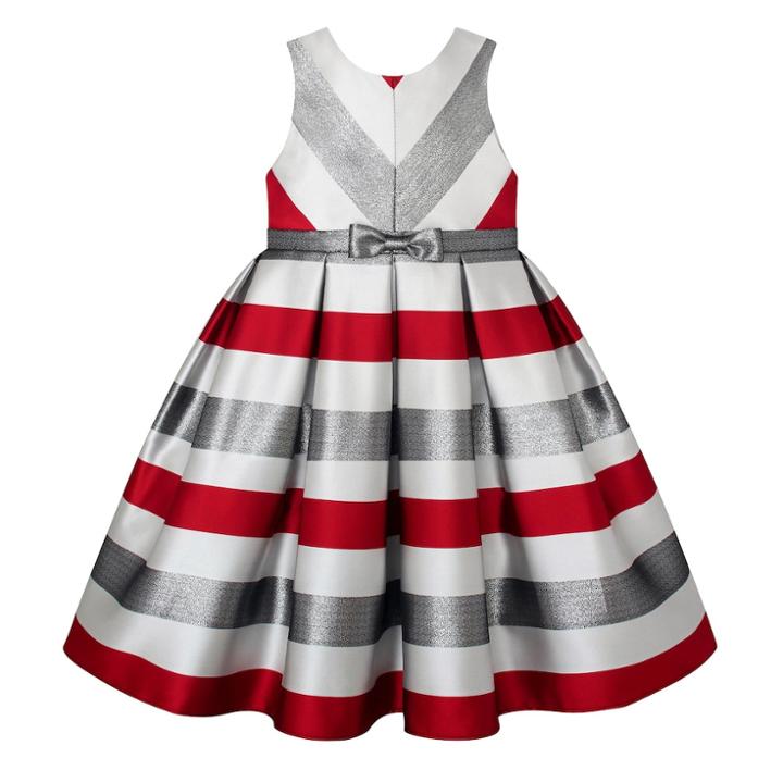 Girls 7-16 & Plus Size American Princess Metallic Striped Dress, Size: 8, Red