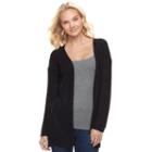 Juniors' Pink Republic Pointelle Open Front Cardigan, Teens, Size: Xl, Black