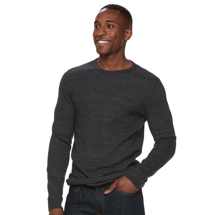 Men's Sonoma Goods For Life&trade; Slim-fit Soft-touch Stretch Thermal Crewneck Tee, Size: Xxl, Black