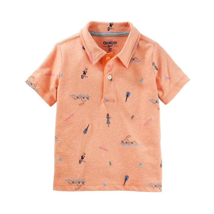 Boys 4-12 Oshkosh B'gosh&reg; Patterned Polo Shirt, Size: 10, Melon Sorbet
