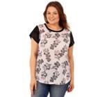 Juniors' Plus Size Wallflower Print Velour Sleeve Tee, Teens, Size: 2xl, Grey (charcoal)