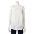 Women's Ab Studio Circle Lace Popover Tank, Size: Medium, White Oth