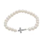 Sterling Silver Freshwater Cultured Pearl And Crystal Stretch Bracelet, Women's, Size: 7, White