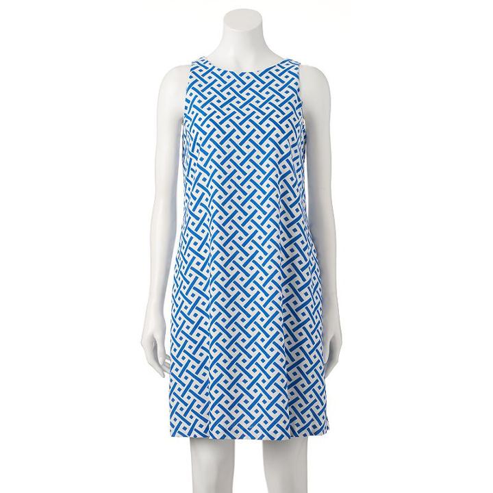 Women's M By Maia Geometric Shift Dress, Size: 0, Med Blue