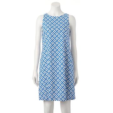 Women's M By Maia Geometric Shift Dress, Size: 0, Med Blue