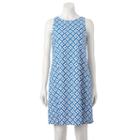 Women's M By Maia Geometric Shift Dress, Size: 0, Med Blue