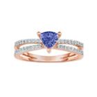 10k Rose Gold Tanzanite & White Topaz Ring, Women's, Size: 7, Blue