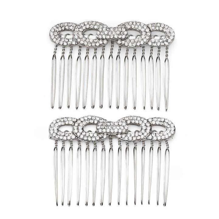 Elle&trade; 2-pc. Rhinestone Side Comb Hair Pieces, Silver