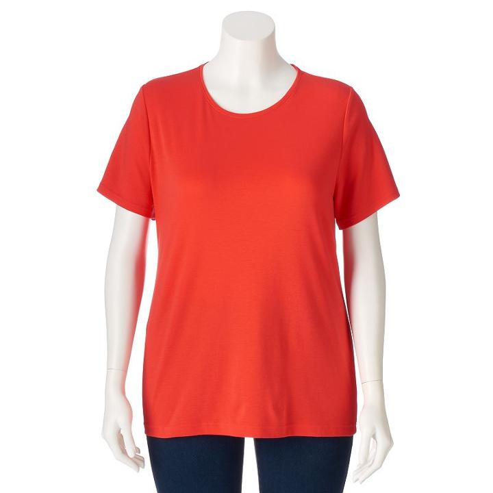 Plus Size Croft & Barrow&reg; Essential Crewneck Tee, Women's, Size: 0x, Brt Red