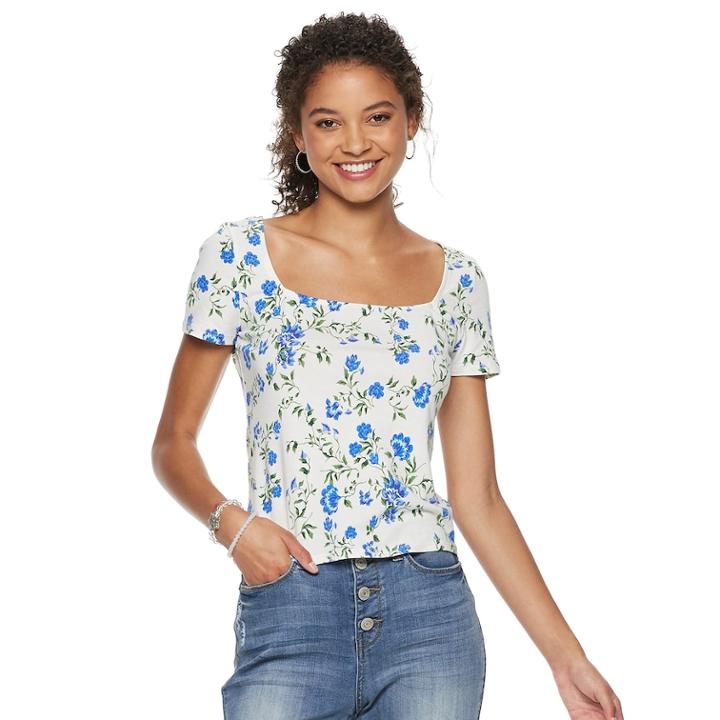 Juniors' So&reg; Squareneck Tee, Teens, Size: Large, White